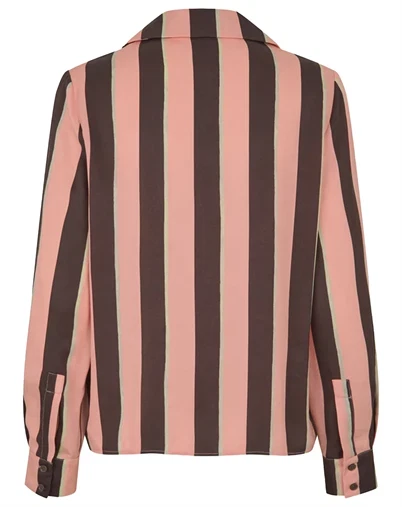 Stine Goya - Wide Point Collar Skjorte - Rosewood Mint Stripes 